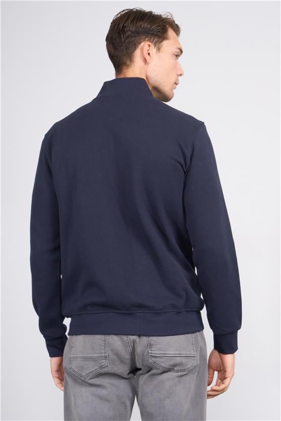 Troy Lacivert Erkek Pike Dik Yaka Sweatshirt