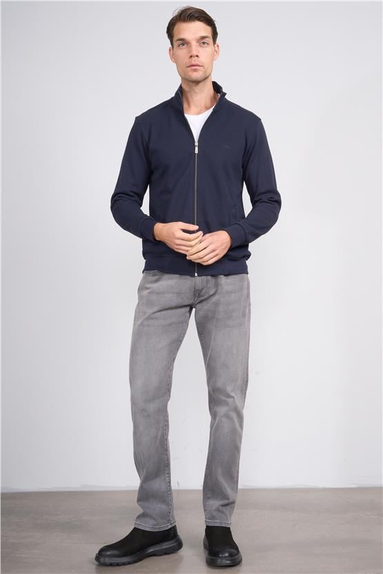 Troy Lacivert Erkek Pike Dik Yaka Sweatshirt