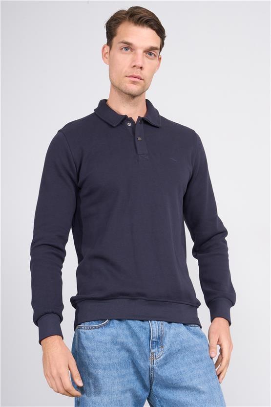 Troy Lacivert Erkek Pike Patlı Sweatshirt