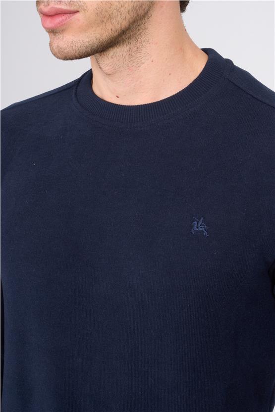 Troy Lacivert Erkek Selanik Simit Yaka Sweatshirt