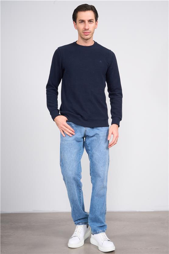 Troy Lacivert Erkek Selanik Simit Yaka Sweatshirt