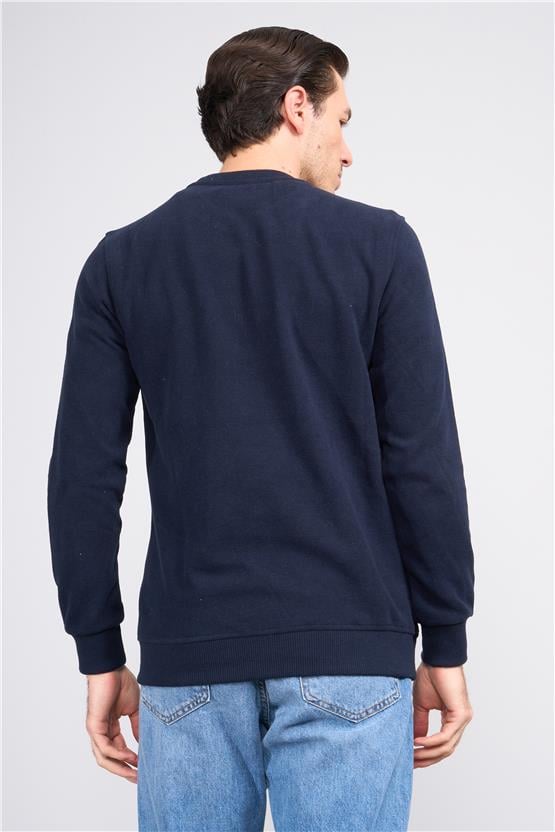 Troy Lacivert Erkek Selanik Simit Yaka Sweatshirt