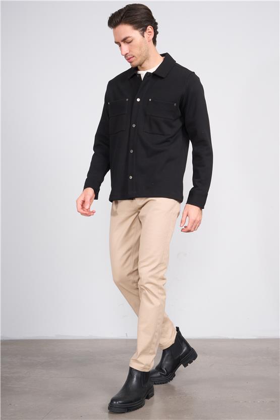 Troy Siyah Erkek Pike Cep Parçalı Gömlek Sweatshirt