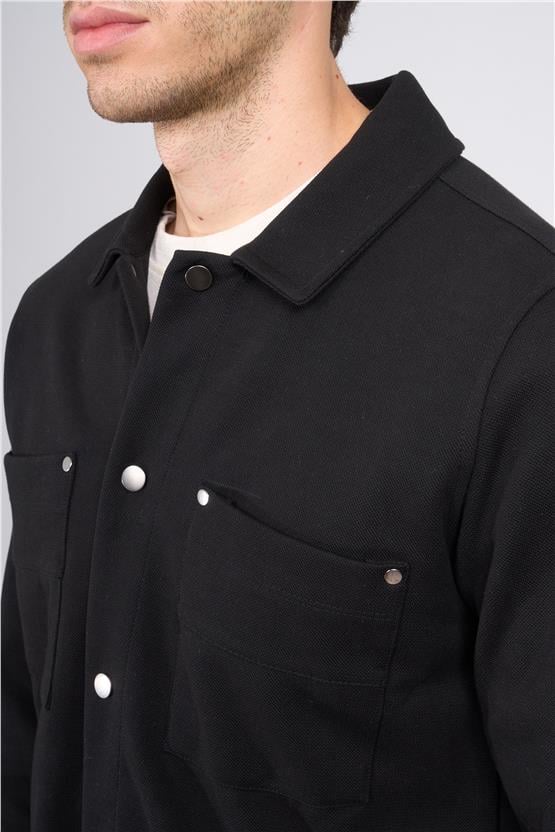 Troy Siyah Erkek Pike Cep Parçalı Gömlek Sweatshirt