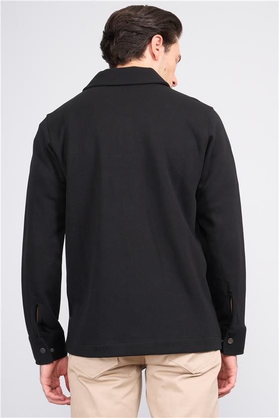 Troy Siyah Erkek Pike Cep Parçalı Gömlek Sweatshirt