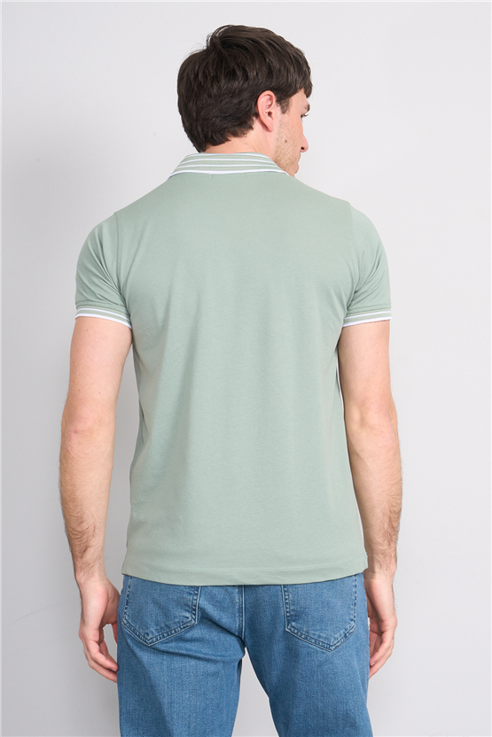 Troy Y26 26537 Çağla Erkek Pepe Polo Yak.Cızgılı Fermuarlı T-Shirt