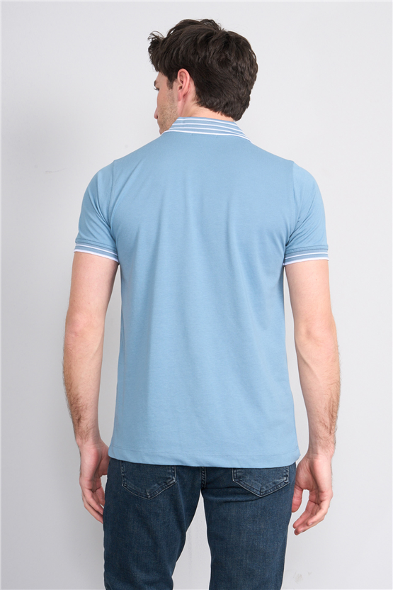 Troy Y26 26537 Prada Erkek Pepe Polo Yak.Cızgılı Fermuarlı T-Shirt