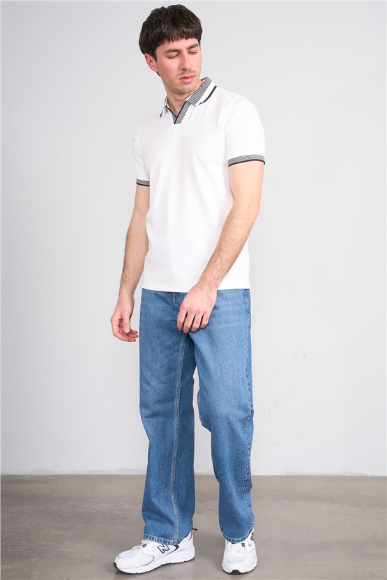 Troy Y26 26542 Beyaz Erkek Cupra V Pat Polo T-Shirt