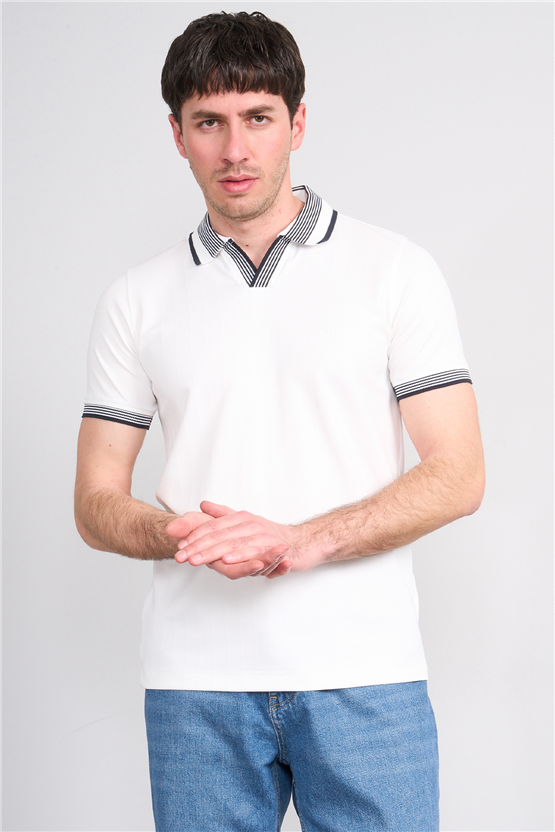 Troy Y26 26542 Beyaz Erkek Cupra V Pat Polo T-Shirt