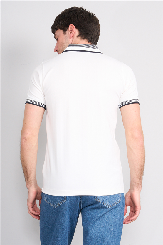 Troy Y26 26542 Beyaz Erkek Cupra V Pat Polo T-Shirt