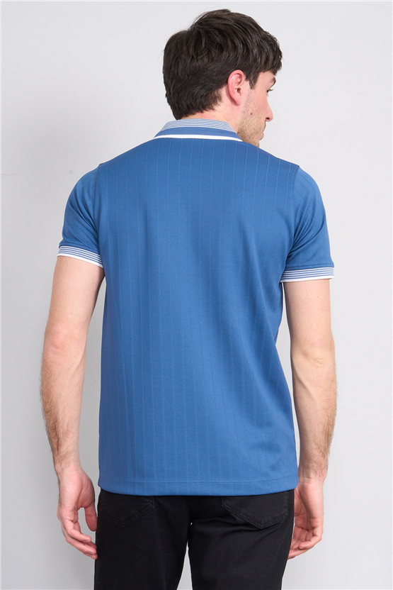 Troy Y26 26542 İndigo Erkek Cupra V Pat Polo T-Shirt