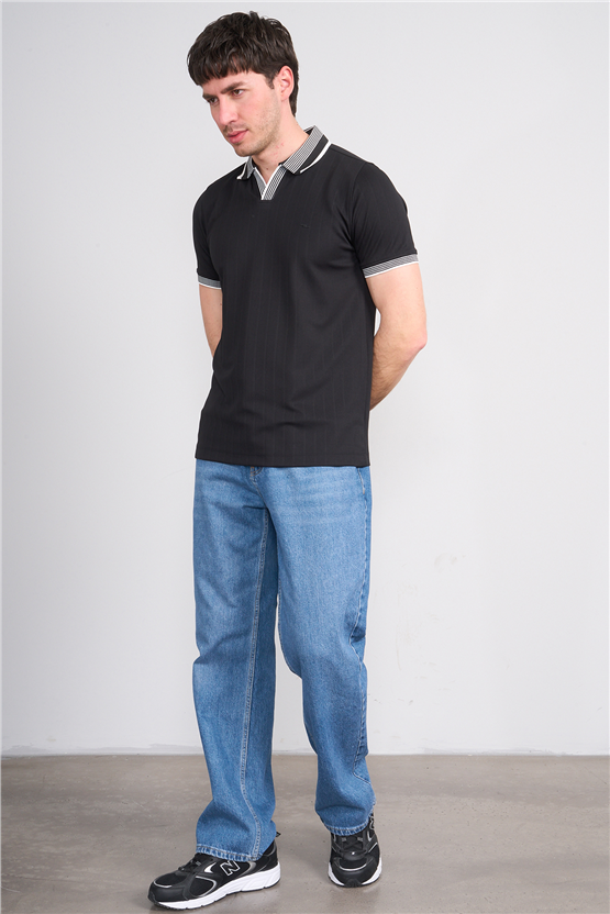 Troy Y26 26542 Siyah Erkek Cupra V Pat Polo T-Shirt