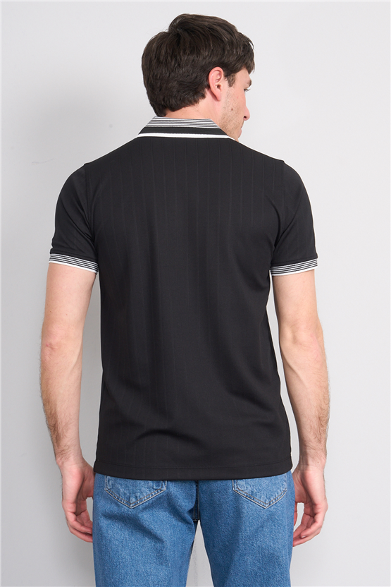 Troy Y26 26542 Siyah Erkek Cupra V Pat Polo T-Shirt