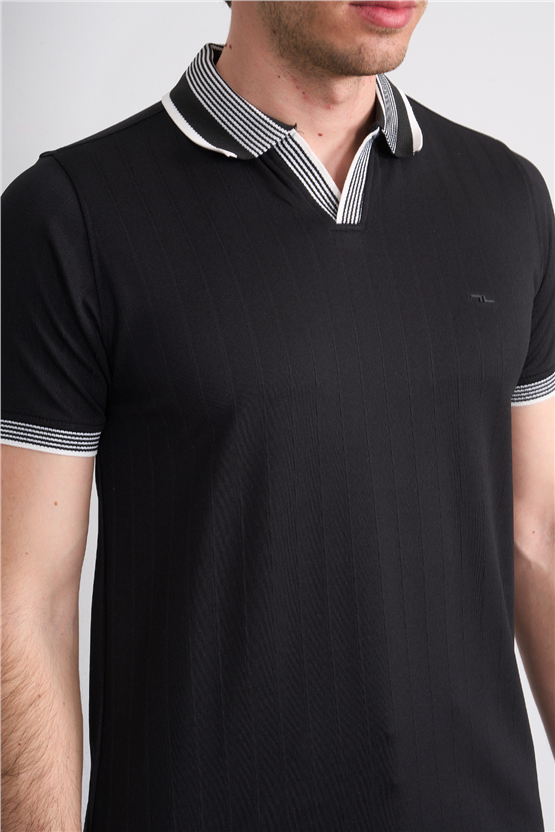 Troy Y26 26542 Siyah Erkek Cupra V Pat Polo T-Shirt