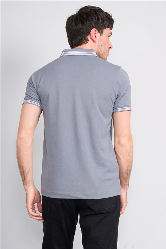 Troy Y26 26544 Gri Erkek Pepe Yakalı T-Shirt