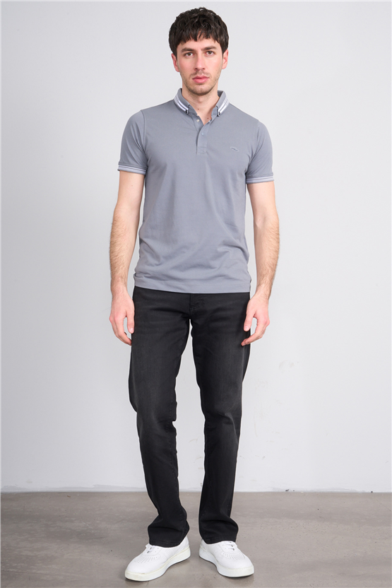 Troy Y26 26544 Gri Erkek Pepe Yakalı T-Shirt