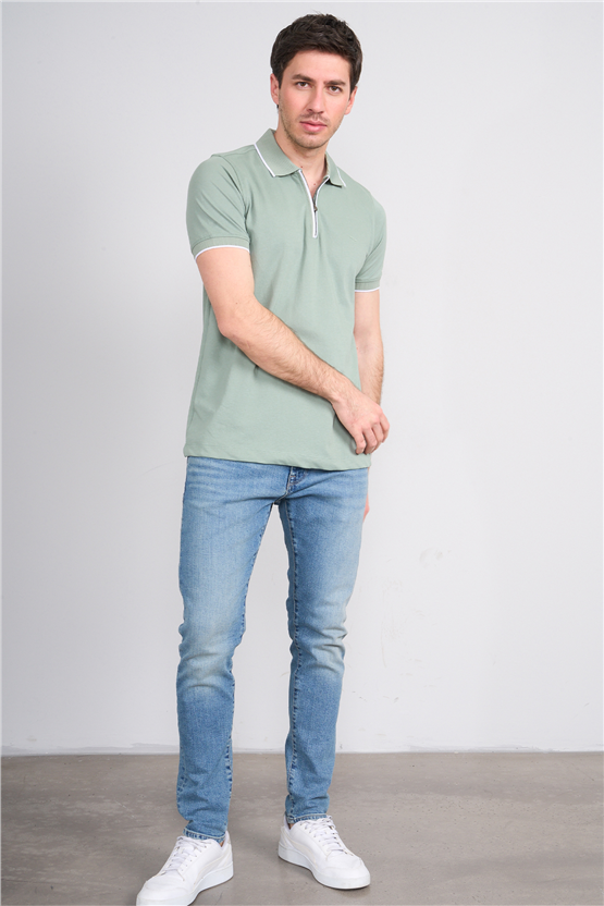 Troy Y26 26545 Çağla Erkek Pepe Fermuarlı Polo T-Shirt