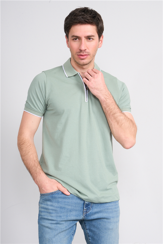 Troy Y26 26545 Çağla Erkek Pepe Fermuarlı Polo T-Shirt