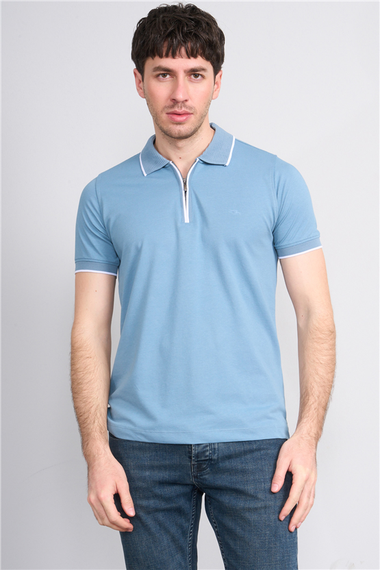 Troy Y26 26545 Prada Erkek Pepe Fermuarlı Polo T-Shirt