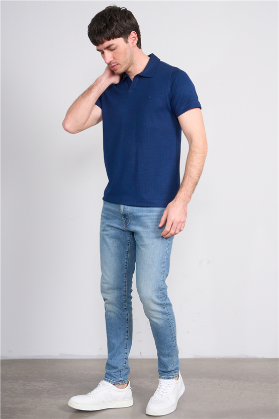 Troy Y26 26551 Laci Erkek Cızgılı Oysho V Pat Polo Yaka T-Shirt