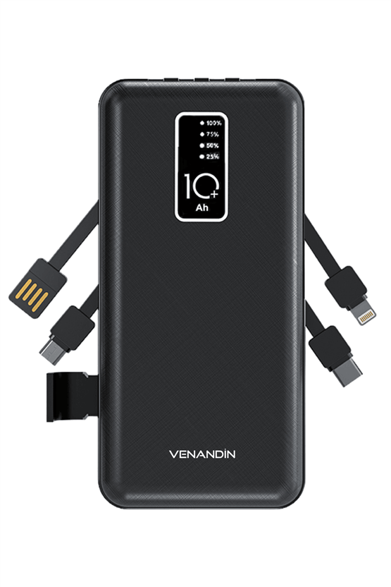 VENANDİN PWB10C1 10.000 Mah Powerbank Entegre Kablolu Dijital Göstergeli Taşınabilir Şarj Cihazı