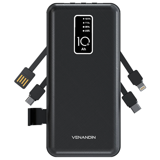 VENANDİN PWB10C1 10.000 Mah Powerbank Entegre Kablolu Dijital Göstergeli Taşınabilir Şarj Cihazı