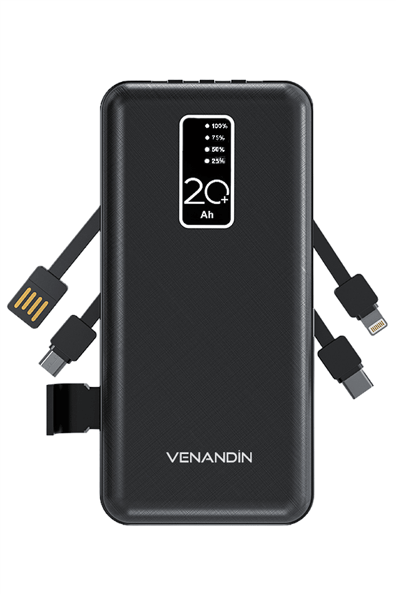VENANDİN PWB20C1 20.000 Mah Powerbank Entegre Kablolu Dijital Göstergeli Taşınabilir Şarj Cihazı