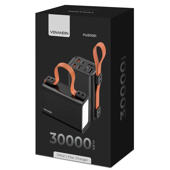 VENANDİN PWB30B1 100W PD Powerbank Laptop Uyumlu 22.5W Hızlı Şarjlı Taşınabilir Şarj Cihazı