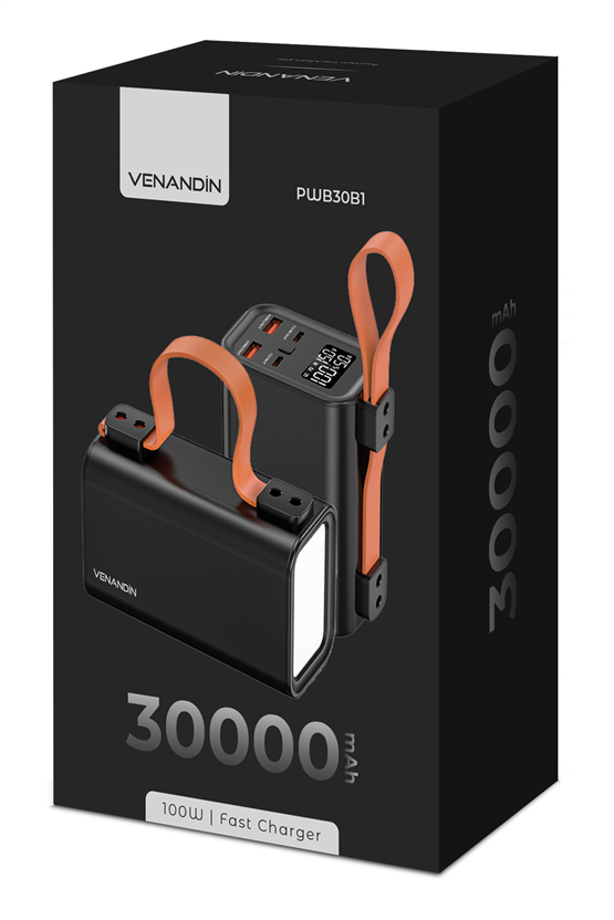 VENANDİN PWB30B1 100W PD Powerbank Laptop Uyumlu 22.5W Hızlı Şarjlı Taşınabilir Şarj Cihazı