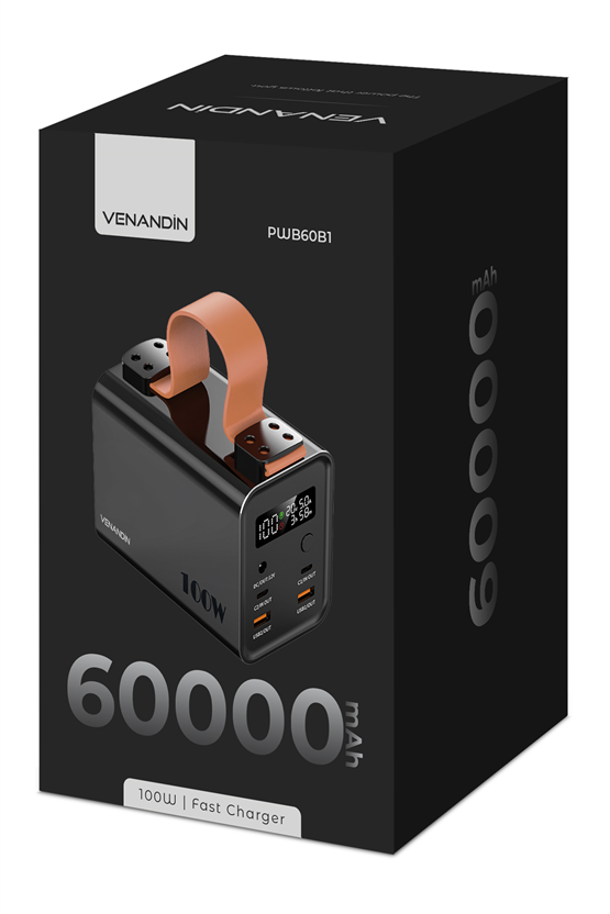 VENANDİN PWB60B1 60.000 Mah Powerbank 100W PD 120W DC Laptop Uyumlu Hızlı Şarj Cihazı