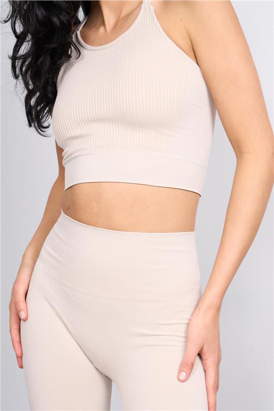 Volumex Y25 Vlmb-1386 Bej Kadın Sporcu Bustıyerı Ve Taytlı Ikılı Takım