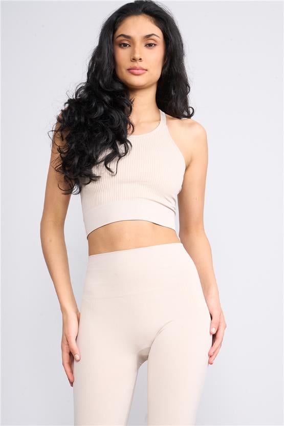 Volumex Y25 Vlmb-1386 Bej Kadın Sporcu Bustıyerı Ve Taytlı Ikılı Takım