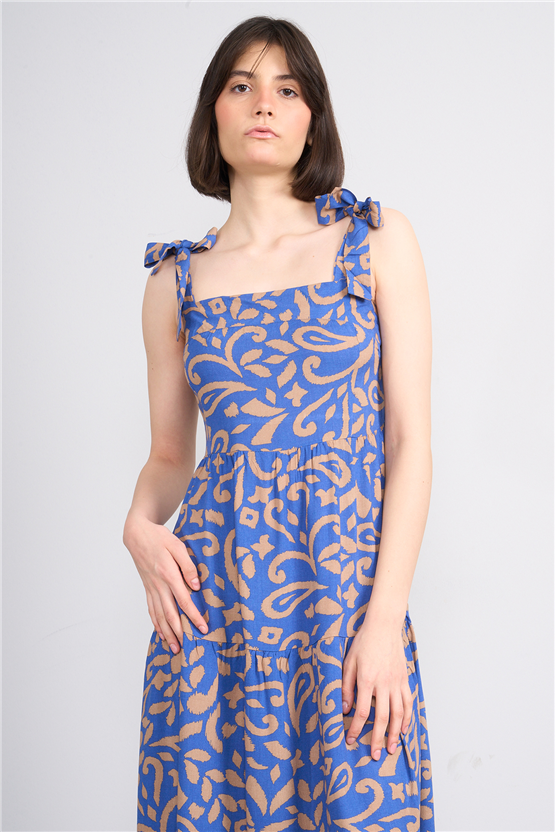 Volumex Y26 Ss-522 Mavi Kadın Askılı Elbise