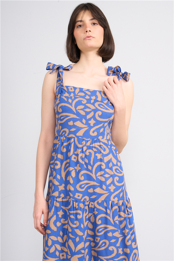 Volumex Y26 Ss-522 Mavi Kadın Askılı Elbise