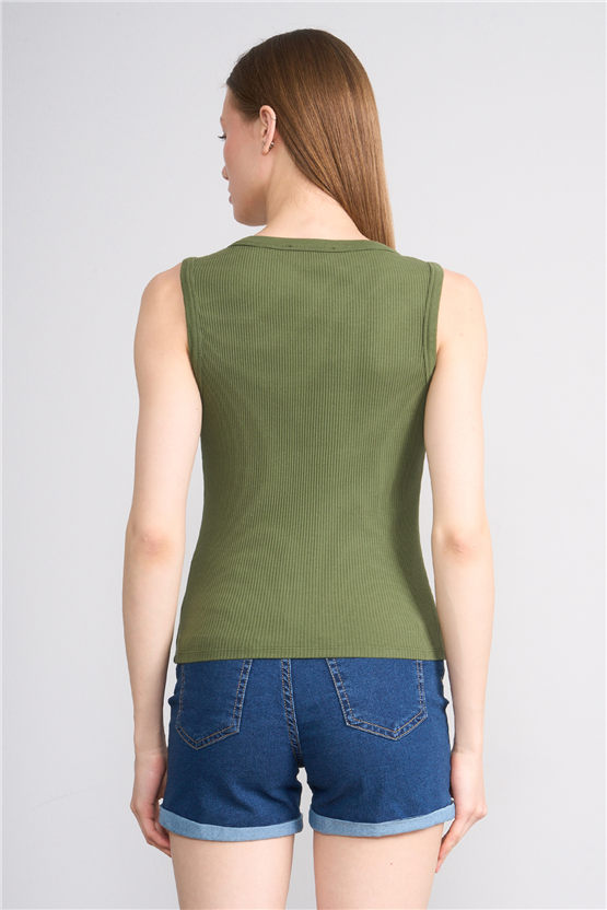 Volumex Y26 Vlmb-512/1 Haki Kadın Atlet Crop T-shirt