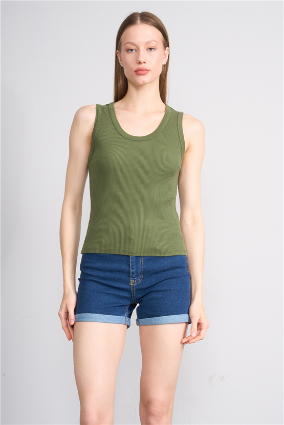 Volumex Y26 Vlmb-512/1 Haki Kadın Atlet Crop T-shirt