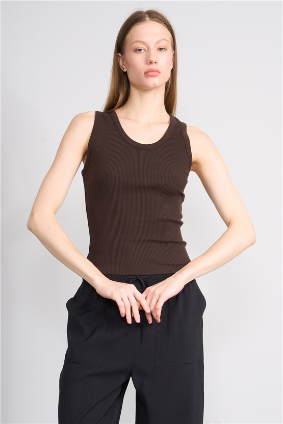 Volumex Y26 Vlmb-512/1 Kahve Kadın Atlet Crop T-shirt