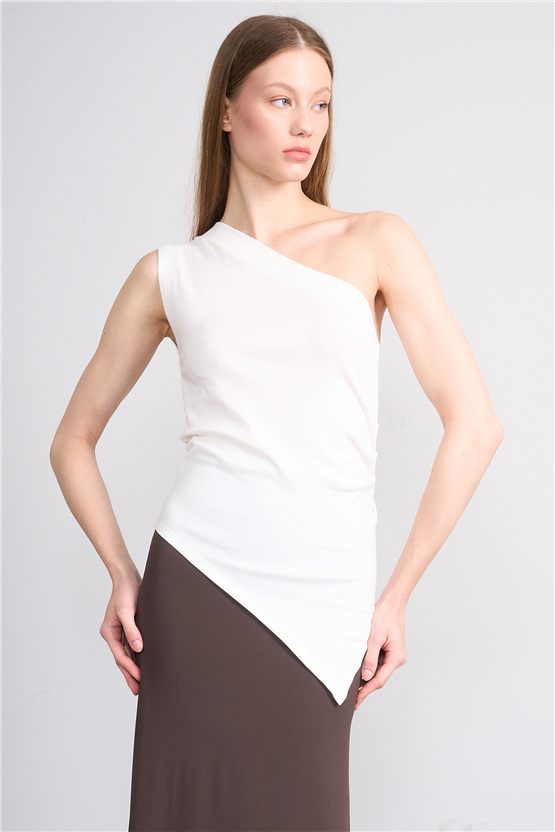 Volumex Y26 Vlmb-69 Optik Beyaz Kadın Tek Omuz Açık Ip Askılı Bluz Xs-L