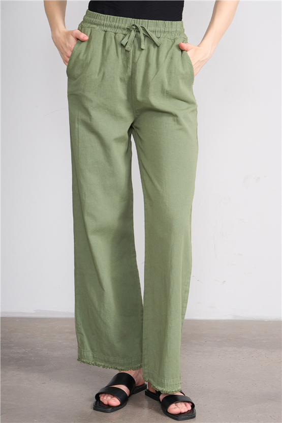 Volumex Y26 Z-233 Açık Haki Kadın Bol Gabardin Pantolon