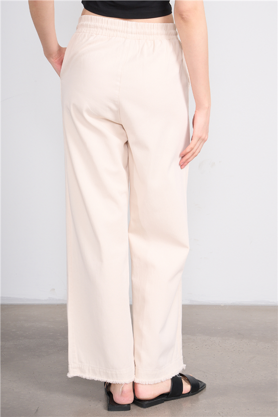 Volumex Y26 Z-233 Bej Kadın Bol Gabardin Pantolon
