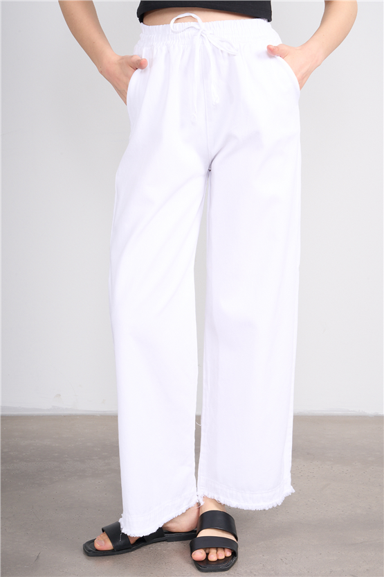 Volumex Y26 Z-233 Ekru Kadın Bol Gabardin Pantolon
