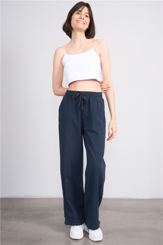 Volumex Y26 Z-233 Lacivert Kadın Bol Gabardin Pantolon