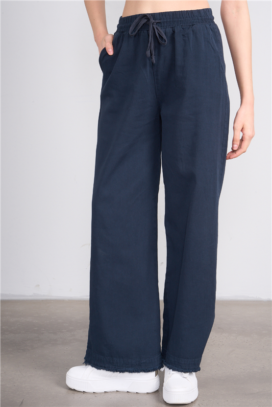 Volumex Y26 Z-233 Lacivert Kadın Bol Gabardin Pantolon