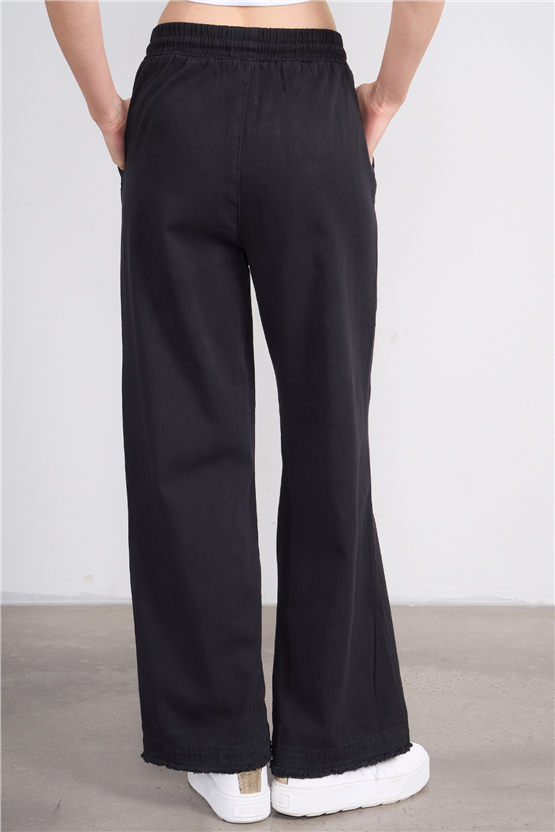 Volumex Y26 Z-233 Siyah Kadın Bol Gabardin Pantolon