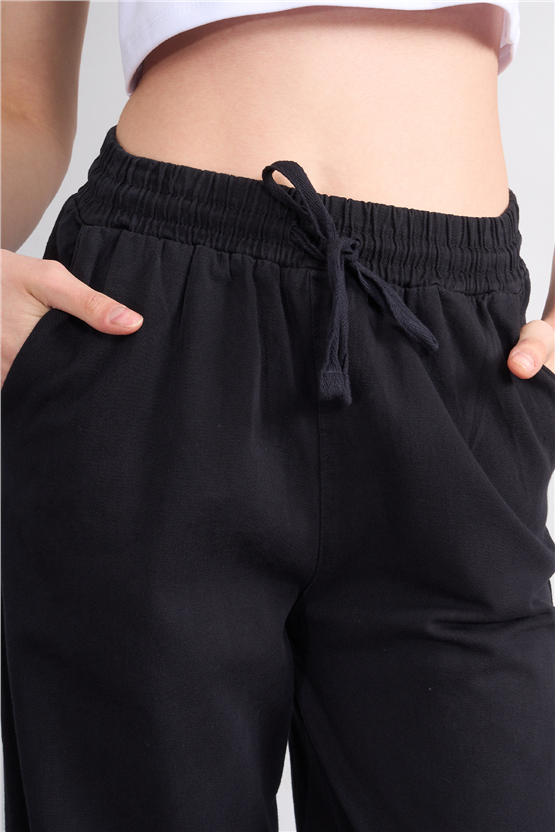 Volumex Y26 Z-233 Siyah Kadın Bol Gabardin Pantolon
