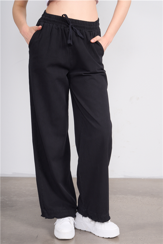 Volumex Y26 Z-233 Siyah Kadın Bol Gabardin Pantolon