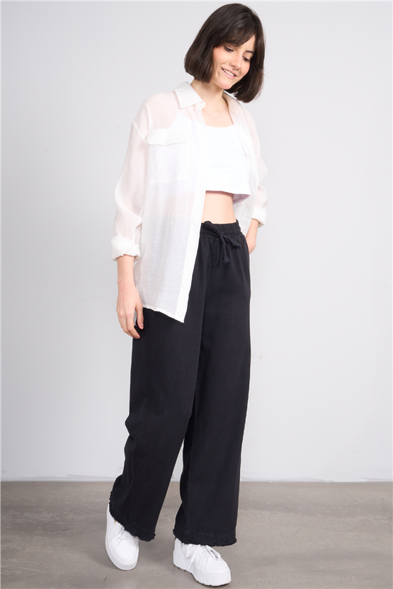 Volumex Y26 Z-233 Siyah Kadın Bol Gabardin Pantolon