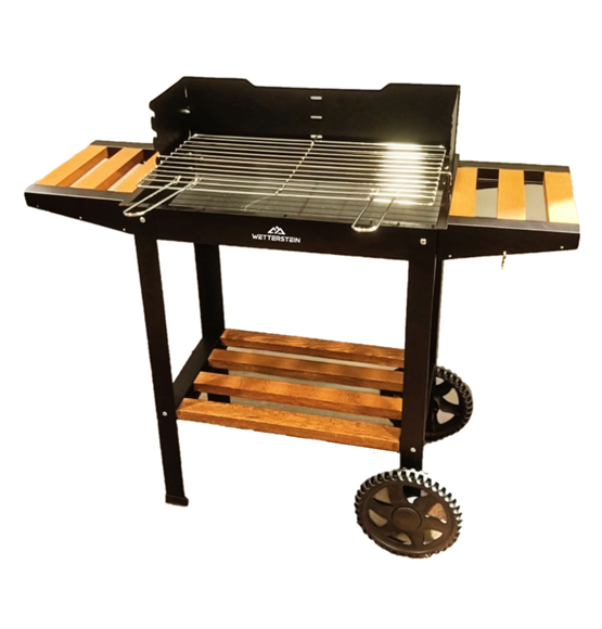 Wetterstein Tekerlekli Mangal/ Barbekü Ahşap Sehpalı/Raflı S Model