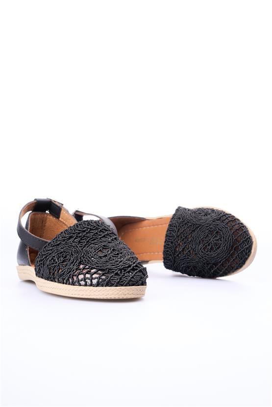 White Line 121 4501 Örgü Siyah Kadın Ayakkabı