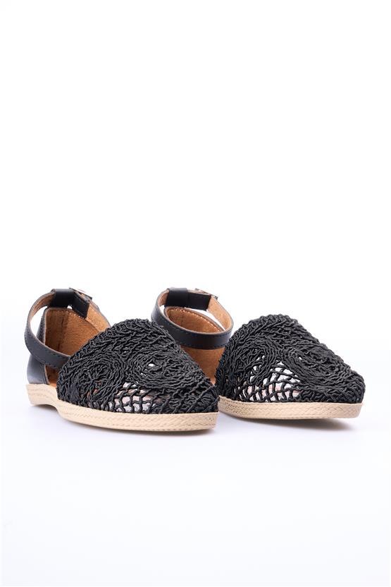 White Line 121 4501 Örgü Siyah Kadın Ayakkabı